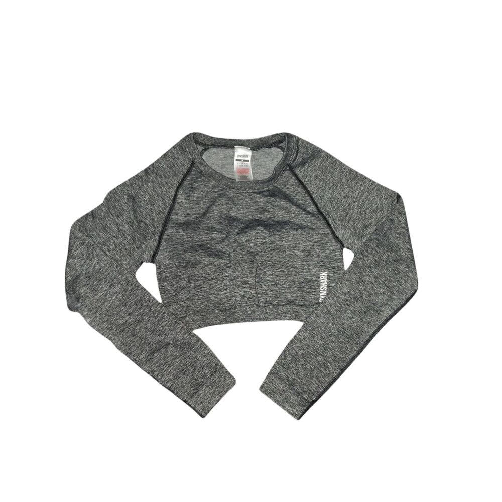 Gymshark Charcoal Heather Cropped Long Sleeve Top